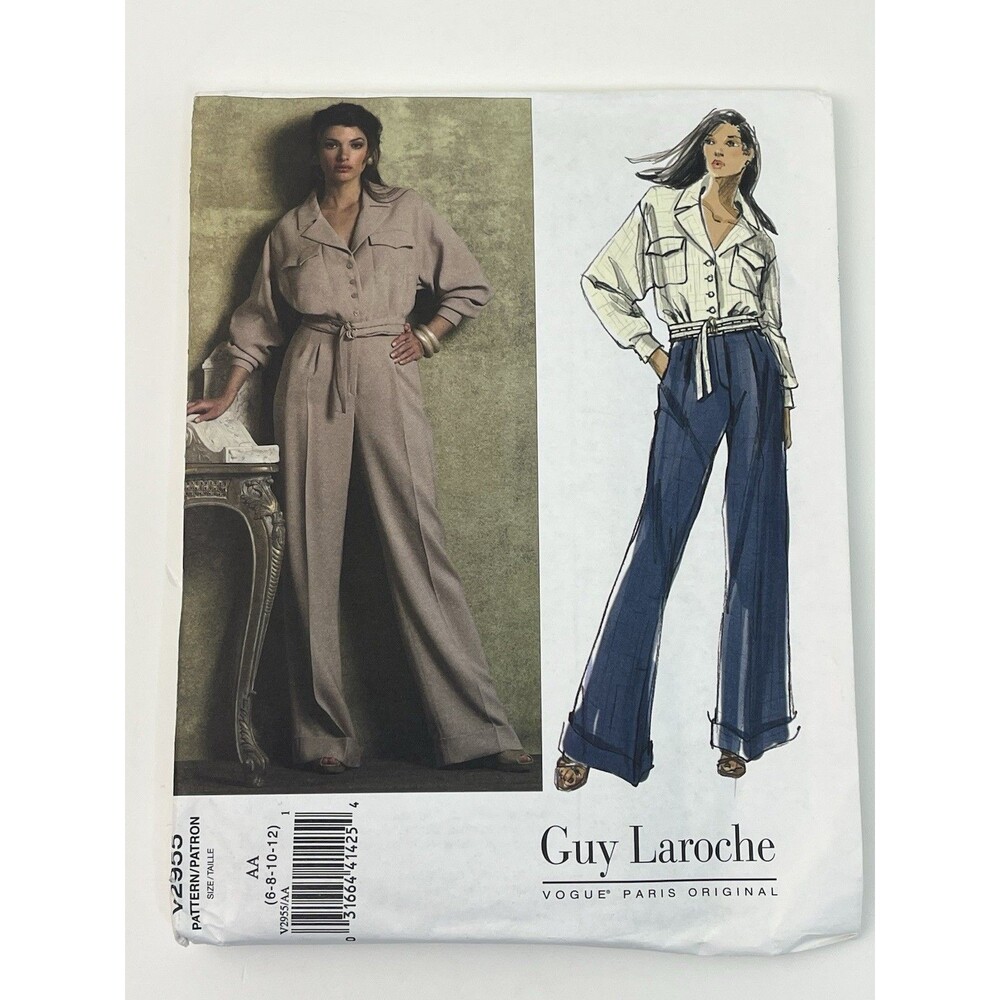 Jacket Pants Size 6-12 Uncut Pattern Vogue V2955 Guy Laroche Paris Original